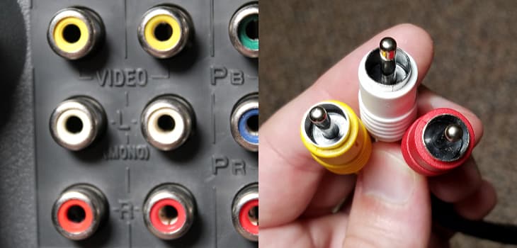 Composite TV connectors, and cables