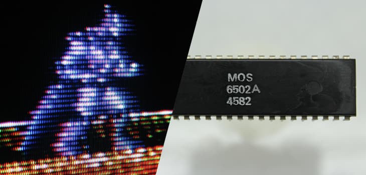Pixel closeup of NES Batman, and MOS 6502 chip